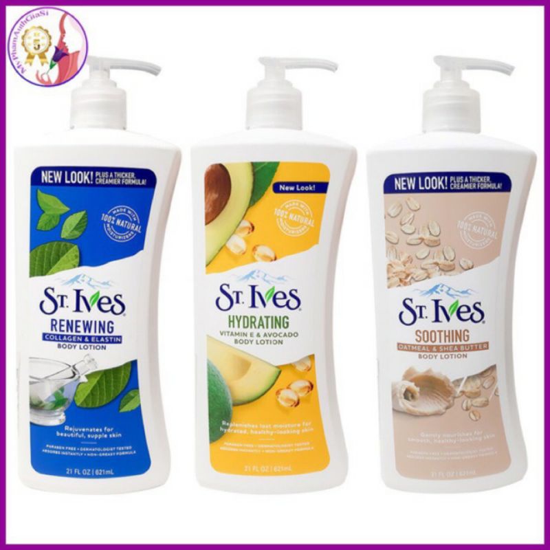 Sữa dưỡng thể toàn thân body lotion st ives hương yến mạch, hương bơ vàng, colagen 621ml