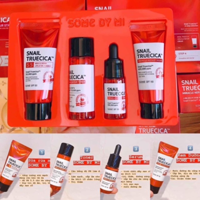 Bộ Kit Dưỡng Da Ốc Sên Some By Mi Snail Truecica Miracle Repair Starter Kit