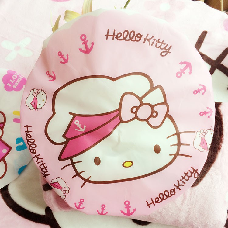 Mũ trùm tóc tắm chống thấm nước hình Hello Kitty đáng yêu phụ kiện phòng tắm cho người lớn 