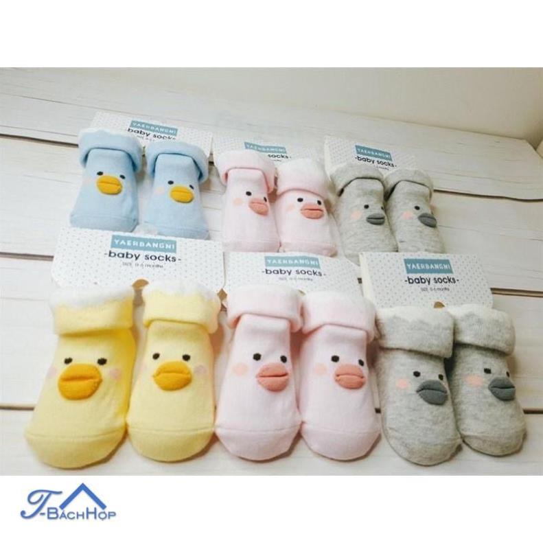 SET 3 ĐÔI VỚ TẤT VỊT THUN COTTON CÓ CHỐNG TRƯỢT XINH XẮN CHO BÉ (TRẺ SƠ SINH 0-6M)