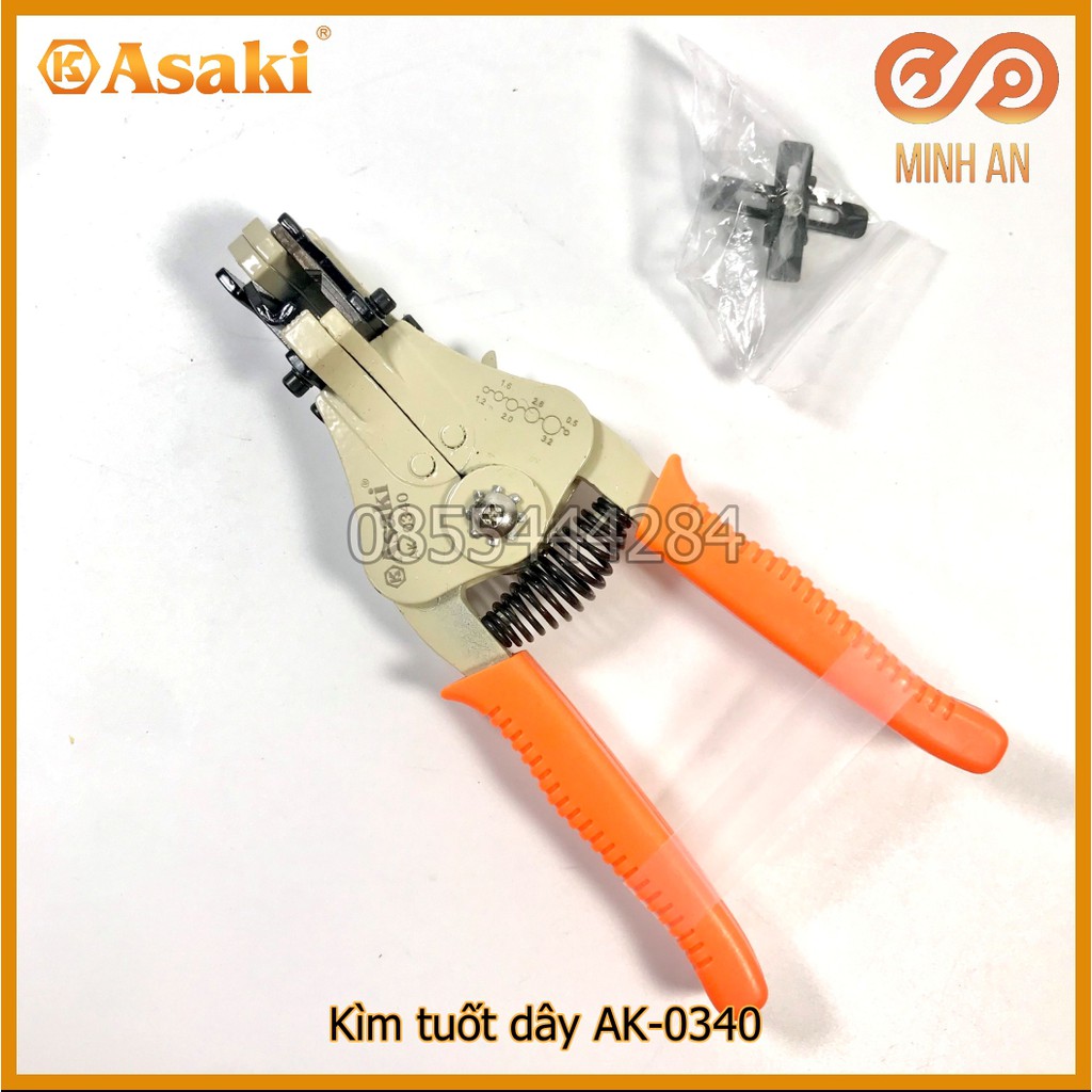 Kìm tuốt dây tự động [HÀNG CHÍNH HÃNG] ASAKI AK-0340 0.5 - 1.2 - 1.6 - 2.0 - 2.6 - 3.2mm2.