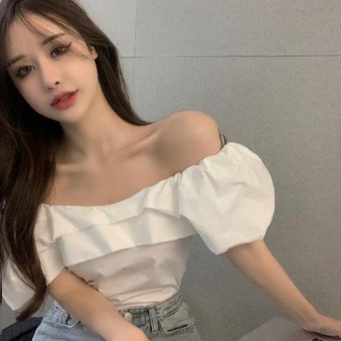 Áo trễ vai nữ tay phồng MaiRin Fashion chất vải lụa kiểu hở vai siêu dễ phối đồ 033