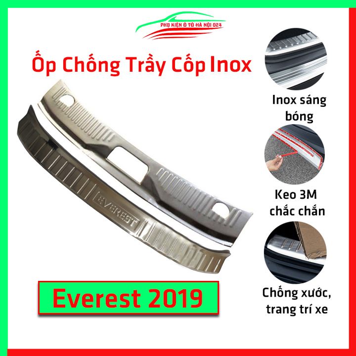 Ốp chống trầy cốp Ford Everest 2017 - 2019 inox sáng bóng