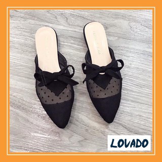 Giày nữ kiểu sục nơ lưới thắt nơ xinh xắn sang trọng giá rẻ