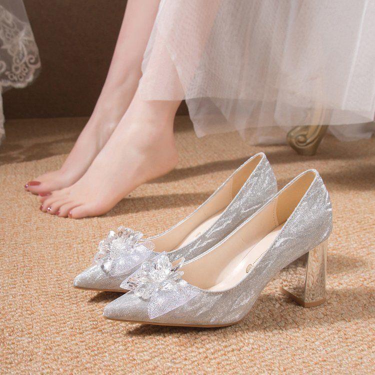 Giày Cưới Cao Cấp Đính Pha Lê Sang Trọng Cho Cô Dâu