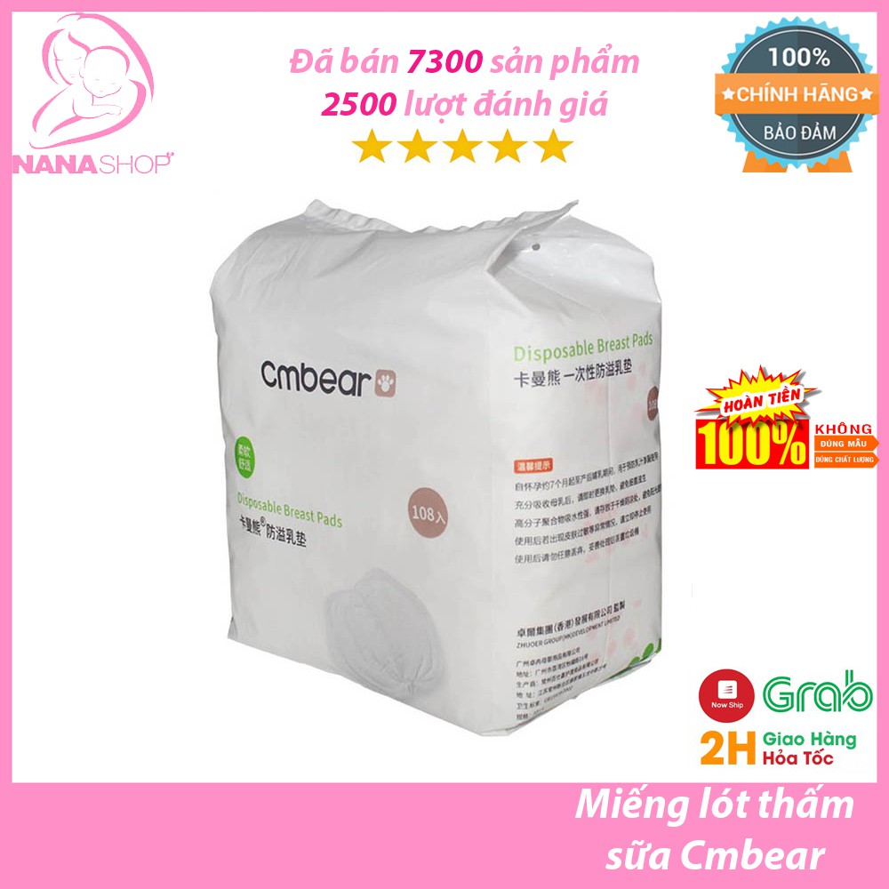 [Mã FMCG8 giảm 8% đơn 500K] Miếng Lót Thấm Sữa CMBear Bịch 108 Miếng Siêu Chống Thấm, Chống Tràn, An Toàn, Tiết Kiệm