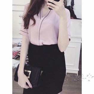 Sơ mi nữ viền cổ V[FREESHIP 99K] | BigBuy360 - bigbuy360.vn