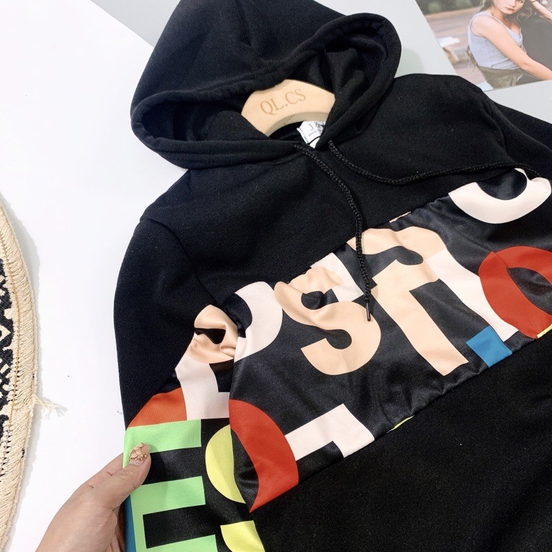 Áo hoddie nữ, áo nỉ sweater nữ in chữ grafiti 🍉áo màu đen có in chữ nhiều màu có mũ chất liệu nỉ bông ấm áp form rộng | BigBuy360 - bigbuy360.vn
