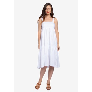 Đầm Trắng Nhún Thun Chỉ - Lovadova 19D03C001