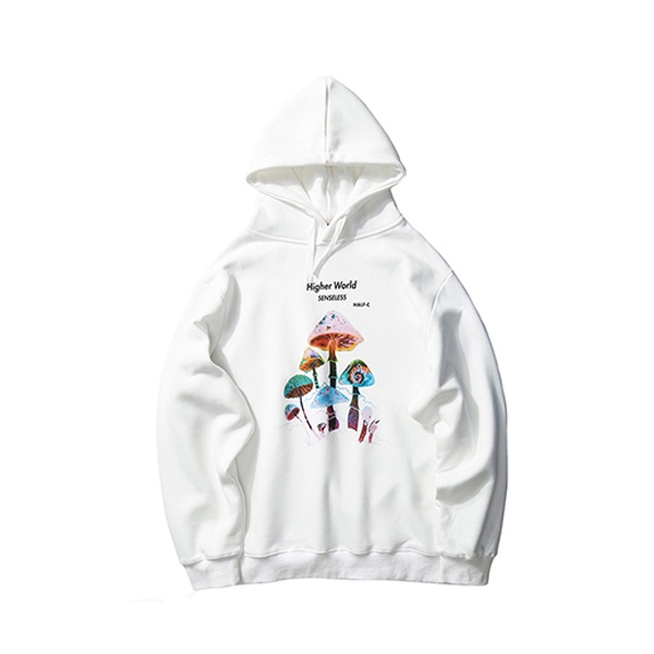 Áo Hoodie TRẮNG Đen Nam Nữ NẤM LÙN CUTE , Vải Nỉ Ngoại Dầy Dặn