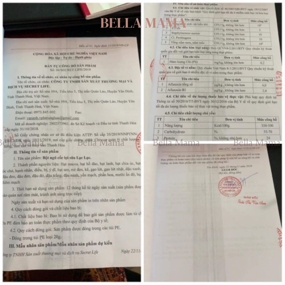 Ngũ Cốc Lợi Sữa Lạc Lạc Cho Mẹ Sau Sinh 600gram/30 Gói Bella Mama Phân Phối Chính Hãng