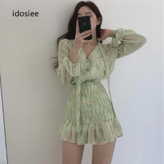 Đầm Nữ Cổ Chữ V Họa Tiết Hoa Thời Trang