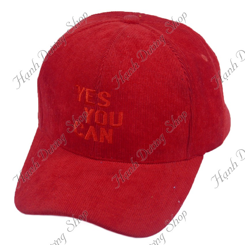 Nón kết nhung YES YOU CAN, chất liệu vải mềm mượt, kiểu dáng thời trang cá tính, có khóa tăng giảm size