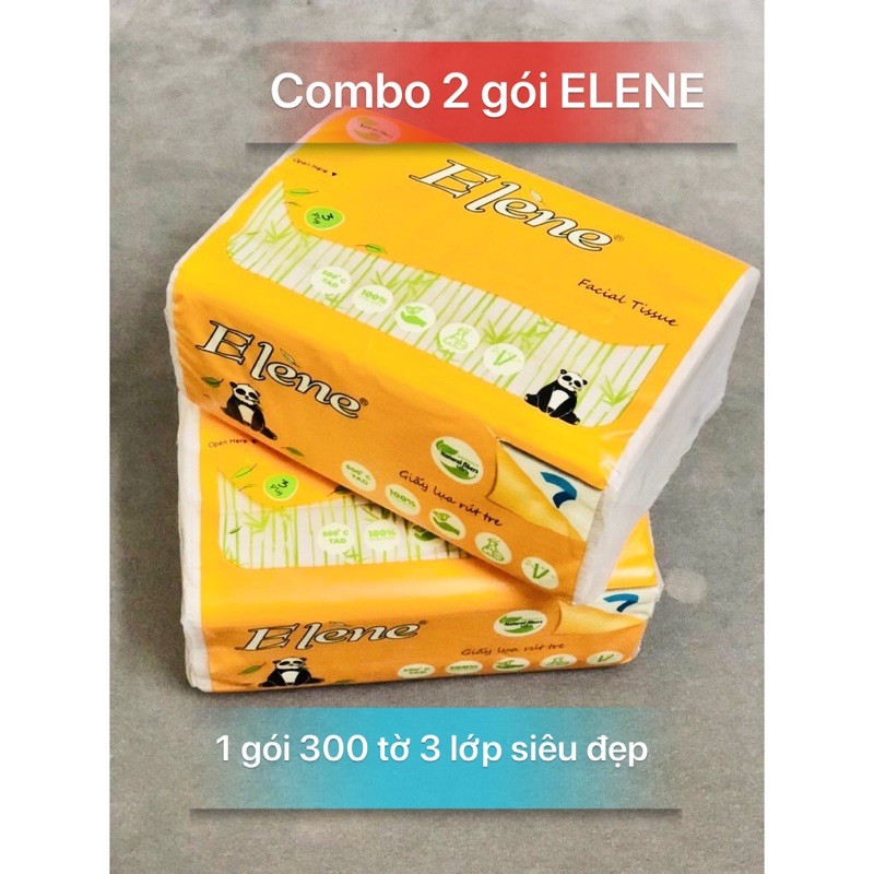 Combo 2 gói khăn giấy rút gấu trúc Elene 100 tờ 3 lớp (Hàng công ty Thuận Phát)