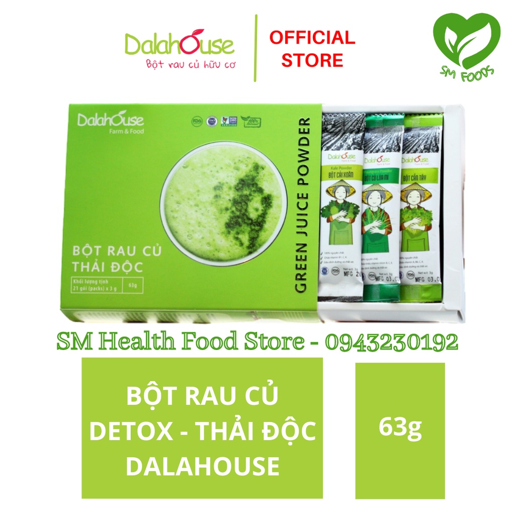 Combo Bột Rau Củ Detox Thải Độc Dalahouse 63g (21 gói * 3g * 7 vị)