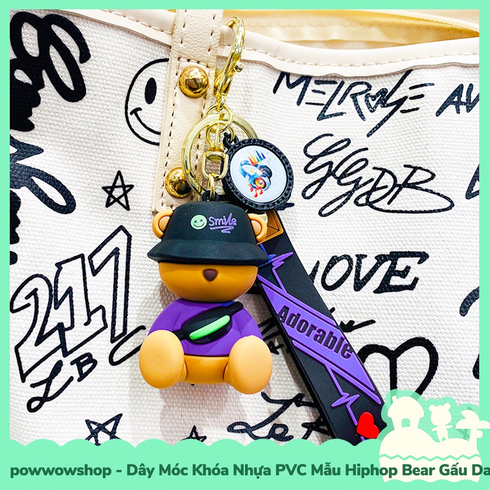 [Sẵn VN - Hỏa Tốc] Dây Móc Khóa Nhựa PVC Mẫu Gấu Bear Hiphop Dancer