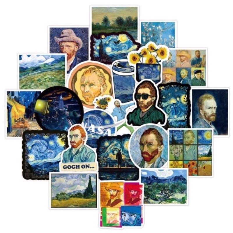 combo 30-60 hình sticker Van Gogh decal/hình dán trang trí Van Gogh