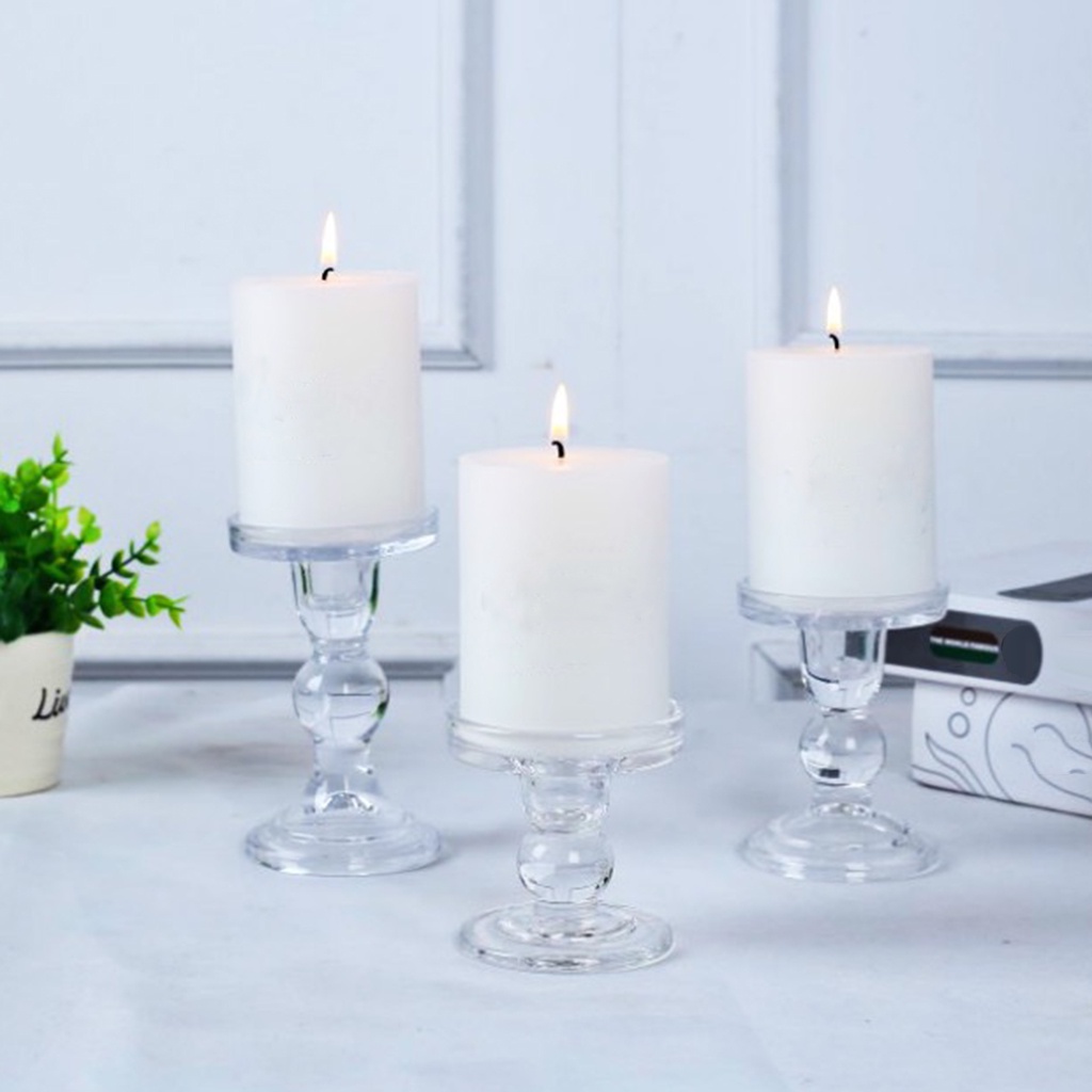 Đế nến thủy tinh trong suốt trang trí nội thất
