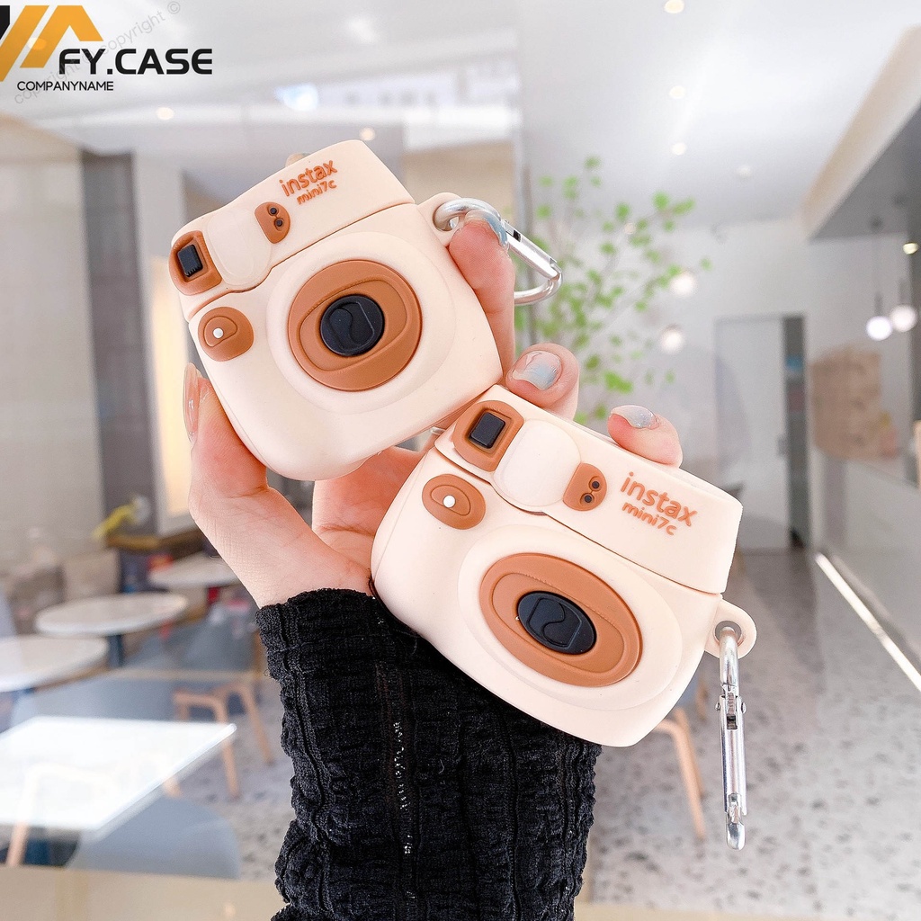 Vỏ Bảo Vệ Hộp Sạc Tai Nghe AirPods 1 2 3 Pro Bluetooth Không Dây Chất Liệu Silicon Mềm Hình Máy Ảnh 3D Sáng Tạo Ốp