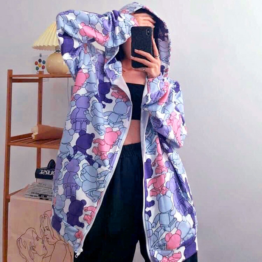 ÁO KHOÁC DÙ 3D Loang (M1280 - Gấu Bông)