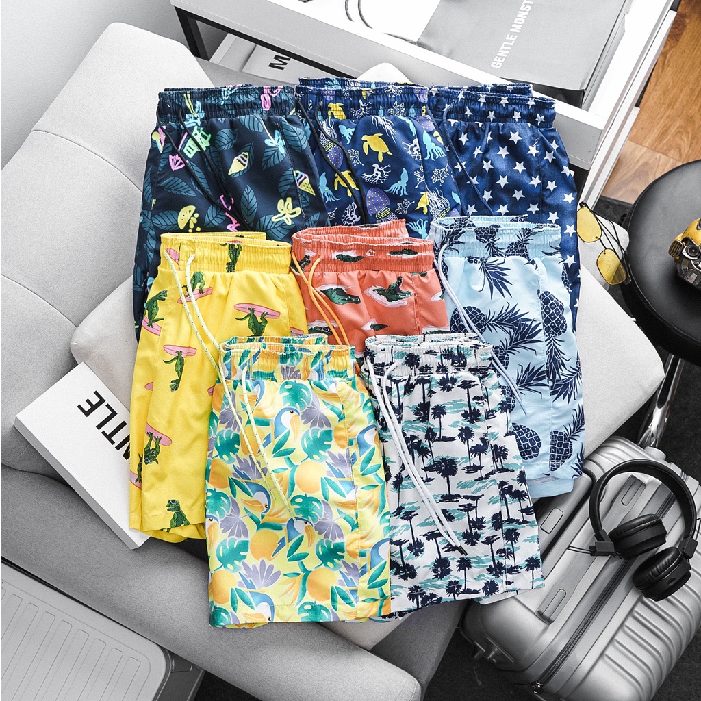QUẦN SHORT NAM ĐI BIỂN 2 LỚP - Vải Gió Cao Cấp Trượt Nước Nhiều Họa Tiết Cuốn Hút - Tặng Kèm Túi Rút Tiện Dụng