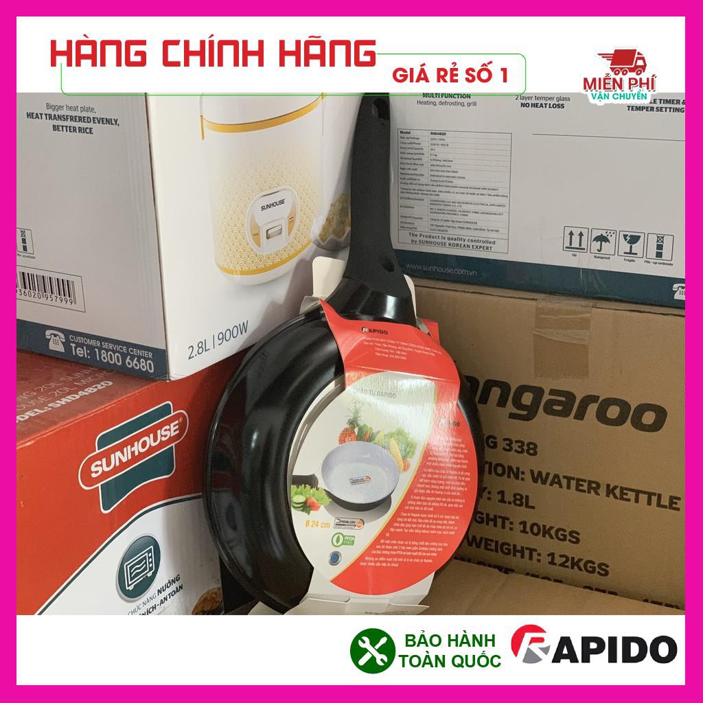 Chảo chống dính bếp từ, chảo từ men Đức Rapido 20cm, 24cm, 28cm đáy phẳng,thân và đáy chảo bằng nhôm đúc nguyên khối