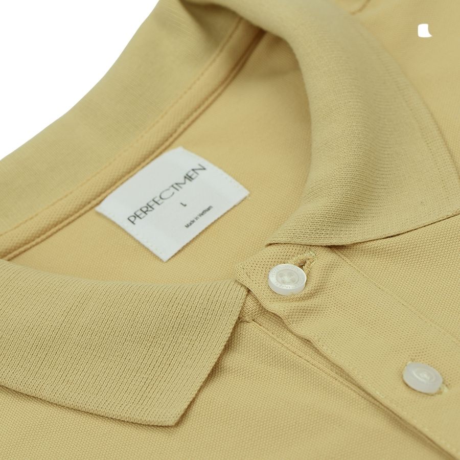 Áo polo nam cao cấp PERFECTMEN vải cá sấu 100% cotton màu vàng co giãn 4 chiều thoáng mát xuất xịn sang trọng lịch lãm
