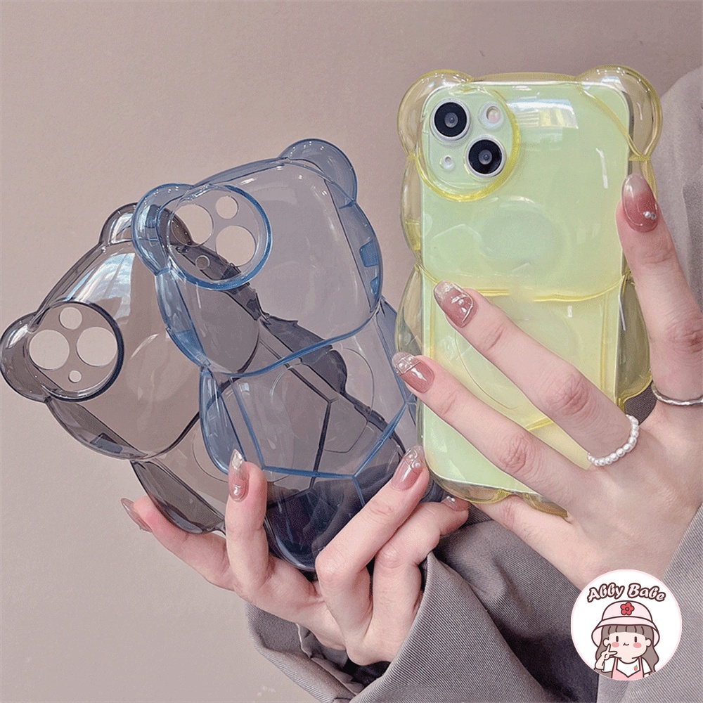 Ốp Điện Thoại TPU Dẻo Trong Suốt Hình Gấu 3D Chống Mồ Hôi Cho Iphone 11 7Plus 13 12 11 Pro Max X XS 12 13 XR