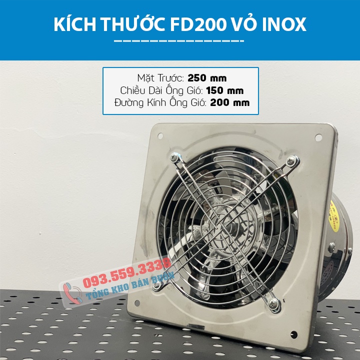 Quạt Thông Gió, Quạt Hút Mùi nhà Bếp, Nhà vệ Sinh FD200 Công Suất 80W - Lõi Đồng Cao Cấp