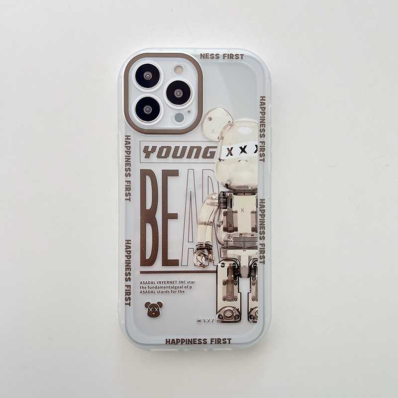 Ốp Điện Thoại Nén Khí In Hình Gấu Và Hoa Thời Trang Sành Điệu Cho iPhone 7 8 Plus X XS XR 11 12 13 Pro Max