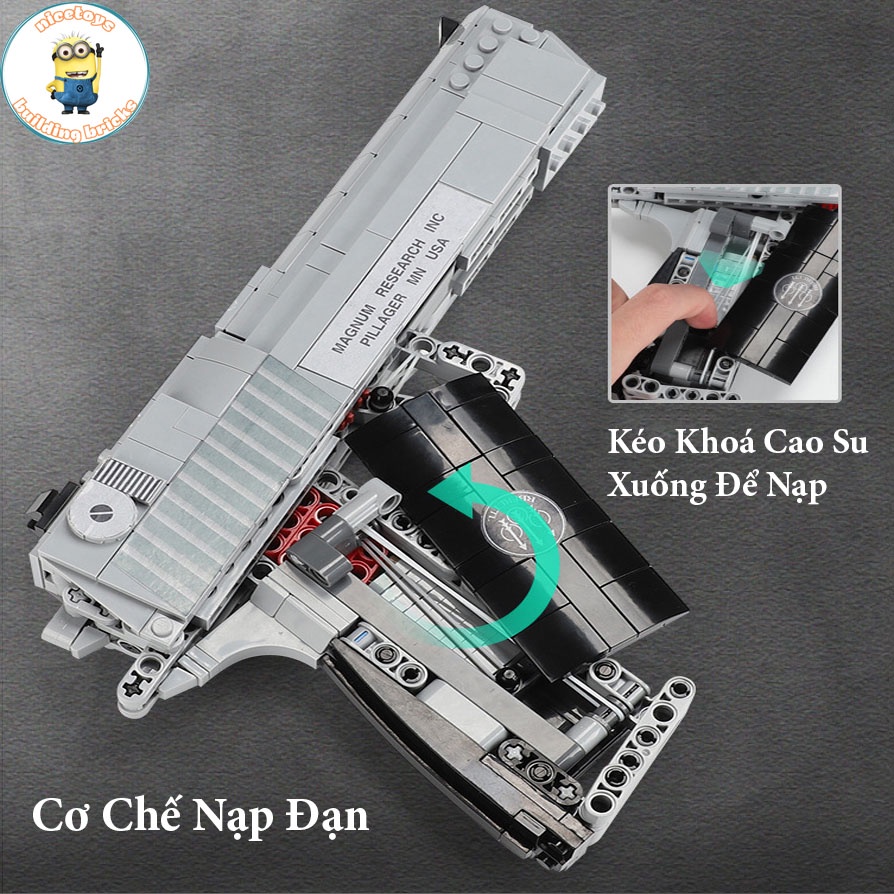 Đồ Chơi Lắp Ráp Kiểu LEGO CSGO , Free Fire Mô Hình Lục Bạc Desert Eagle Silver Pistolll Model XB24004 Với 528 Mảnh Ghép