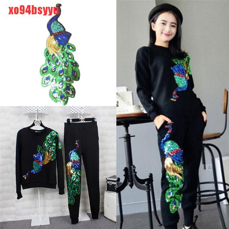 Miếng Vá Quần Áo Hình Chim Công Đính Kim Sa Lấp Lánh xo94bsyyu