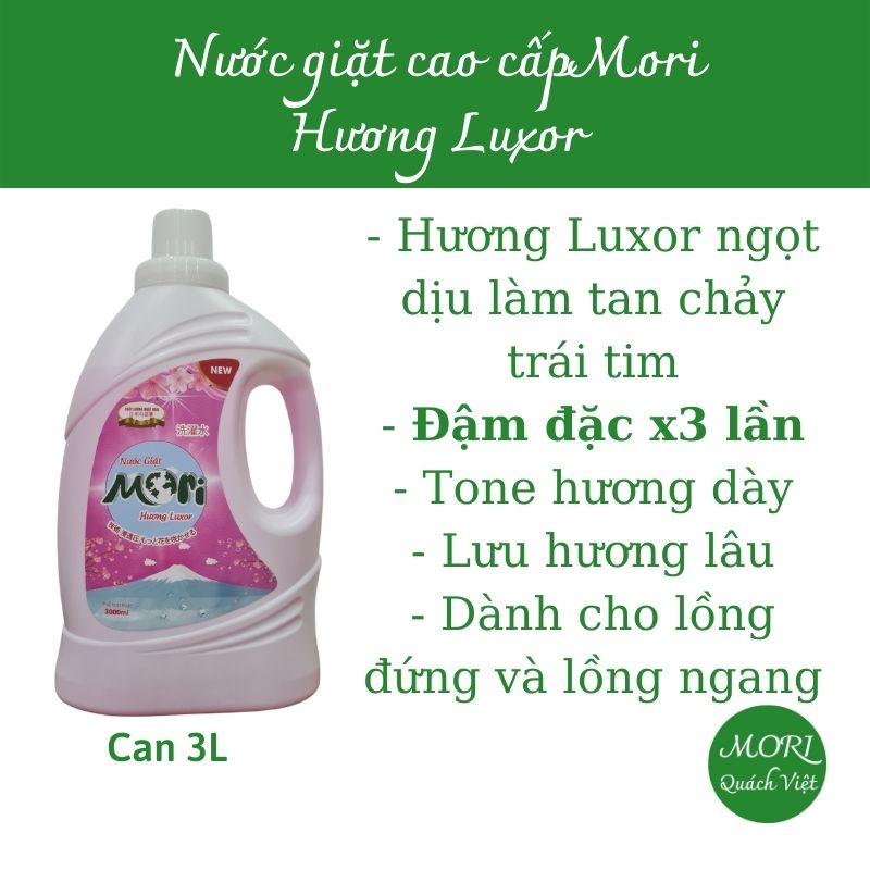 Nước giặt mori hương Luxor, can 3L
