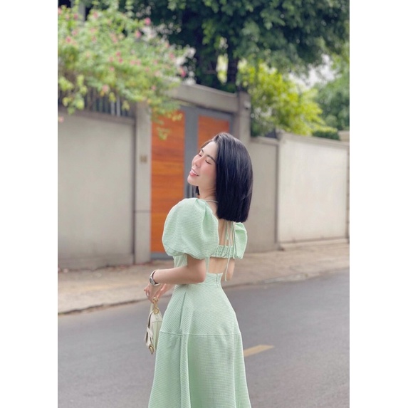 Đầm xốp hạt đi tiệc đi cưới đi chơi chụp hình ngoại cảnh xinh lắm ạ