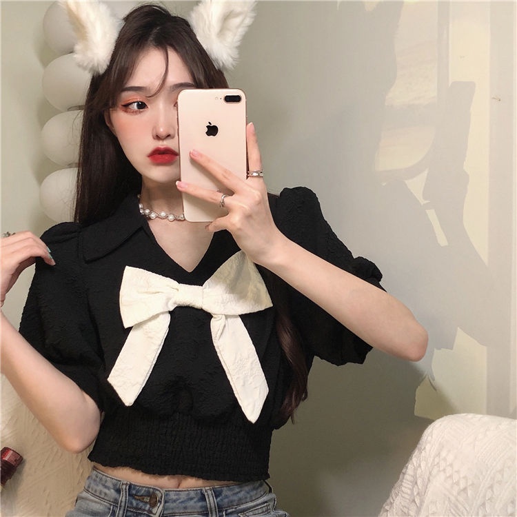 Áo Kiểu Tay Ngắn Phối Nơ Eo Cho Nữ JL-TX-314