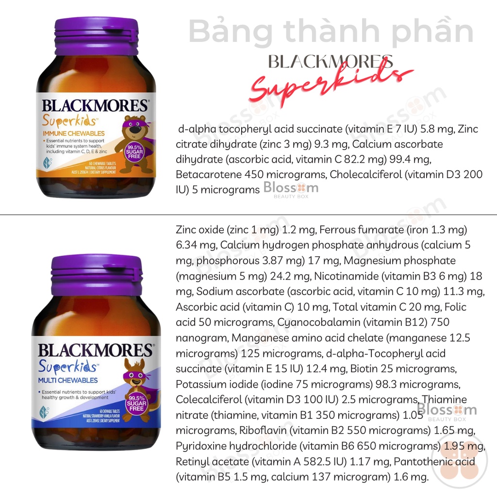 KẸO VITAMIN TỔNG HỢP CHO BÉ - BLACKMORES SUPERKIDS MULTI 60 CHEWABLES