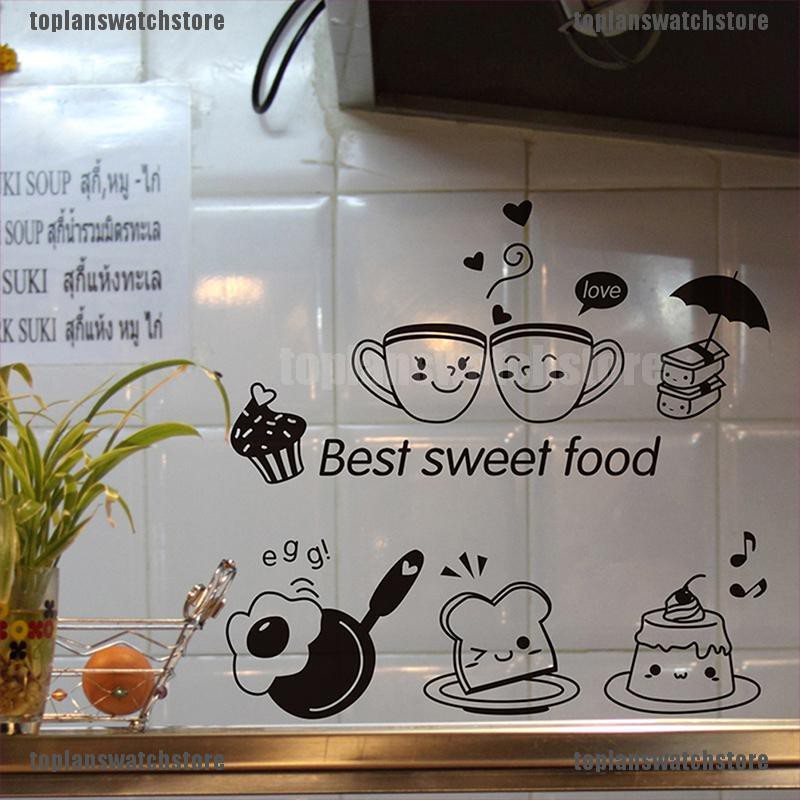 Decal Dán Tường Hình Tách Cà Phê Thức Ăn Ngọt Ngào