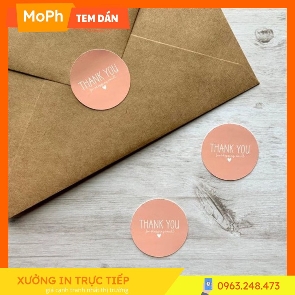 [CÓ SẴN] In Tem Nhãn Dán Decal Cảm Ơn Có Sẵn Màu Pastel Tem Tròn Đường Kính 3cm Xưởng In MoPh