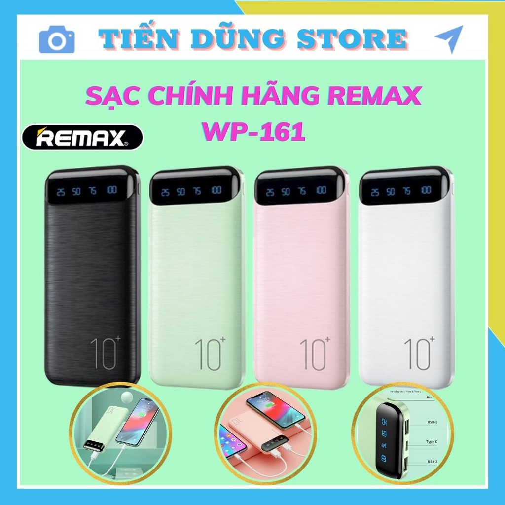 Sạc Dự Phòng WK-161 Dung Lượng 10.000mAh Wk-161 Tích Hợp Màn Hình Dùng Cho Tất Cả Các Dòng Điện Thoại- Bảo Hành 12 Tháng