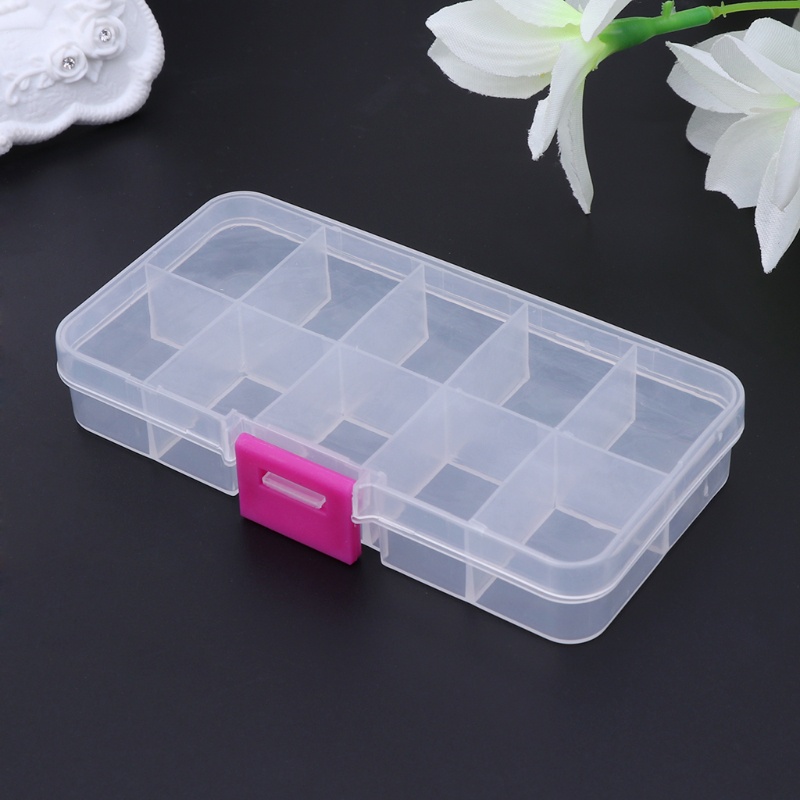 Hộp Nhựa Trong Suốt 10 Ngăn Đựng Đồ Trang Sức Tiện Dụng