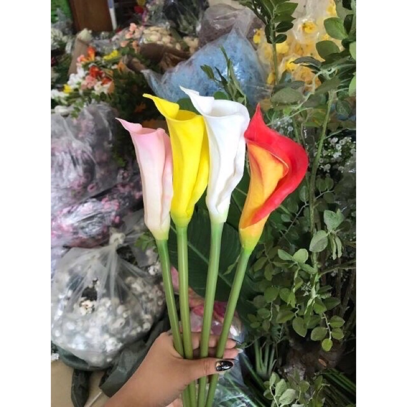 Hoa giả_hoa rum calla LiLy cao su  cao cấp cành dài 40cm siêu đẹp