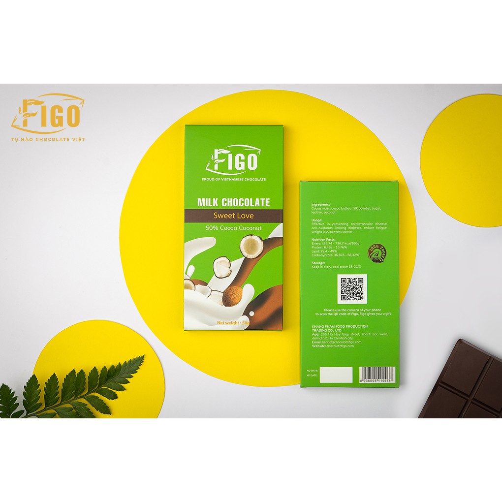 [Chính hãng] Kẹo Socola nhân hạt Hạnh nhân_Milk Chocolate Figo hạt Hạnh nhân bùi, ăn là nghiện Hộp 50gr