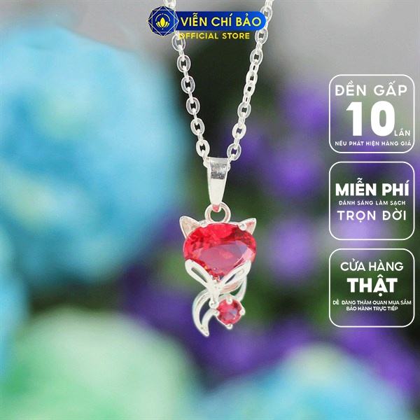 Dây chuyền bạc nữ mặt Hồ Ly đá đỏ chất liệu bạc 925 thời trang phụ kiện trang sức nữ Viễn Chí Bảo D400651-DO1
