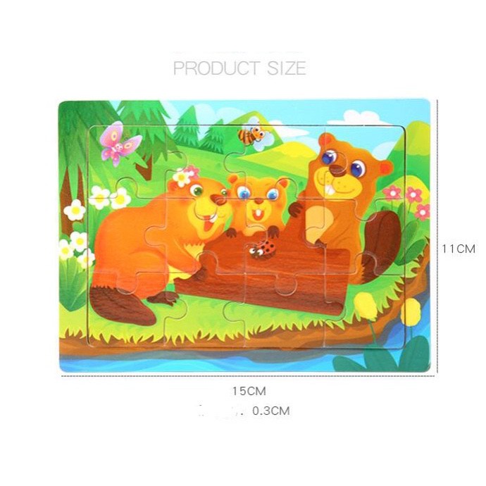 Combo 5 tranh xếp hình động vật 12 mảnh ghép - Smart Baby