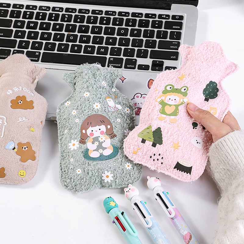 Túi Chườm Nước Nóng Giữ Ấm Họa Tiết Hoạt Hình Dễ Thương Cho Nữ