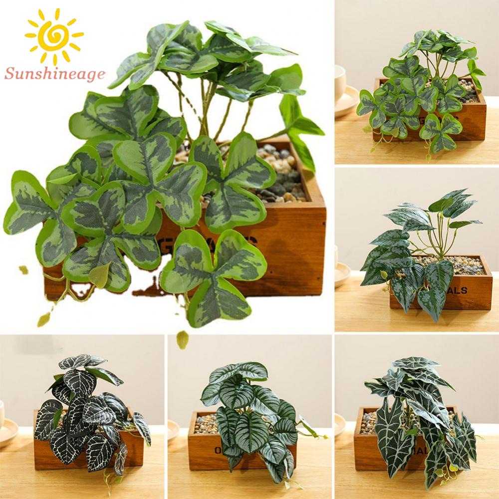 Plastic Outdoor Flower Fake False Plants Artificial Green Leaves Vivid-Grass