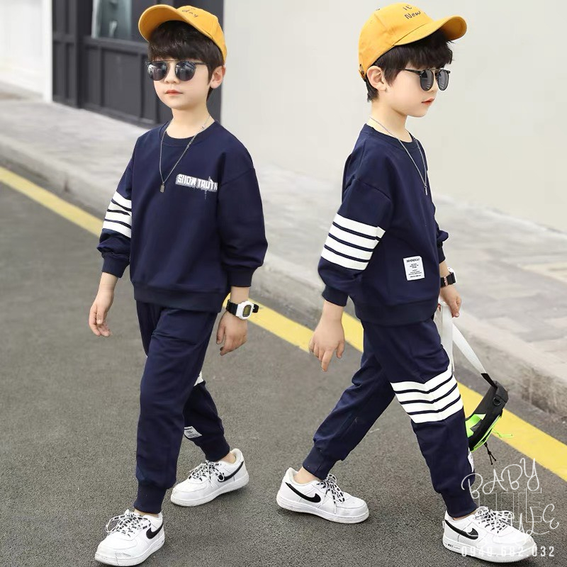 Bộ quần áo thu đông bé trai &quot;SNOW TRUTH&quot; 14-45kg, Bộ quần áo ấm áp cho bé trai 4-15 tuổi. B33