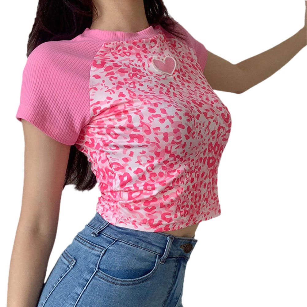 Áo Croptop Tay Ngắn Hoạ Tiết Da Báo Thời Trang Mùa Hè Dành Cho Phái Nữ