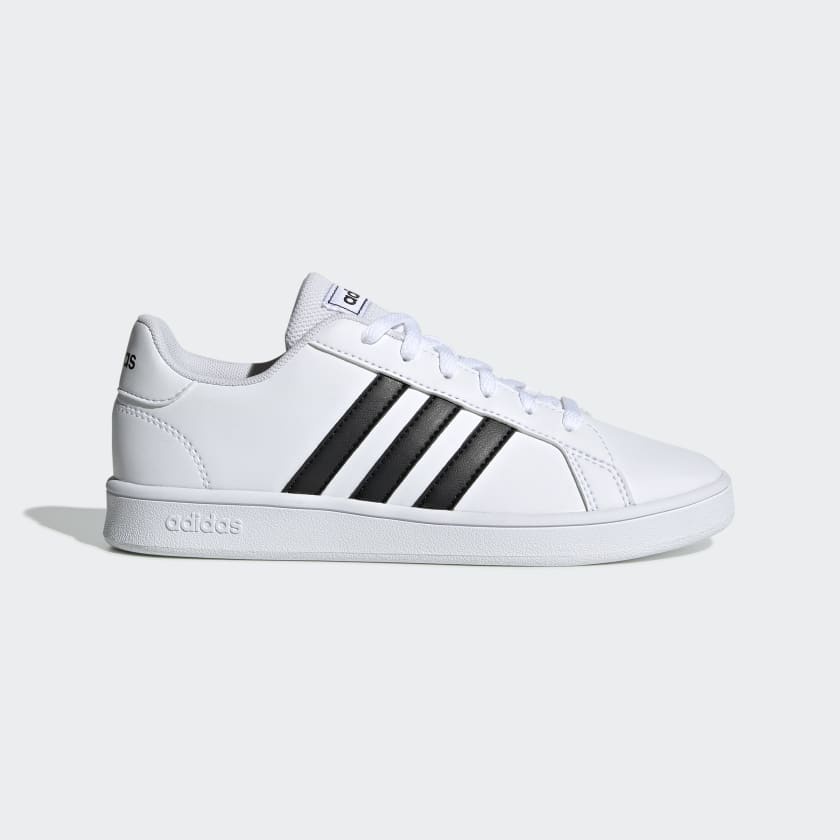 Giày Nam Nữ Sneaker Chính Hãng Adidas Grand Court Trắng Sọc Đen - EF0103