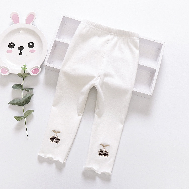 Quần legging  bé gái thêu quả cherry size 6-16kg QD05